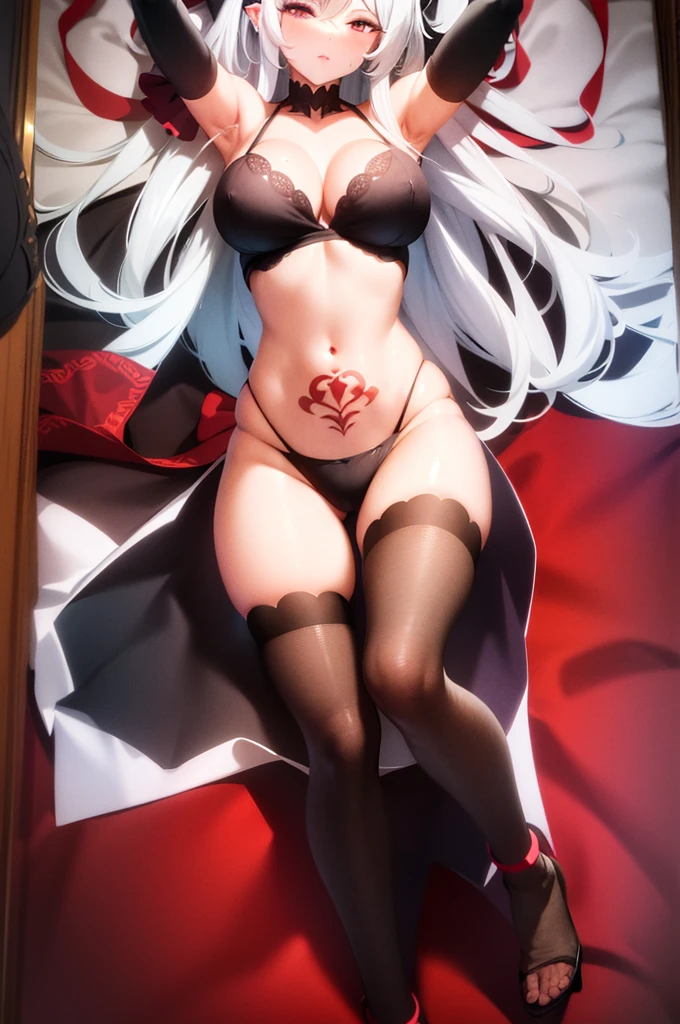 anime girl laying in bed with a bloody face on her chest, 2 b, 2b, tifa lockhart with white hair, seductive anime girl, white haired deity, anime woman fullbody art, from girls frontline, perfect white haired girl, full body;, anime barbie in white stockings, white haired, full body picture, extremely detailed artgerm