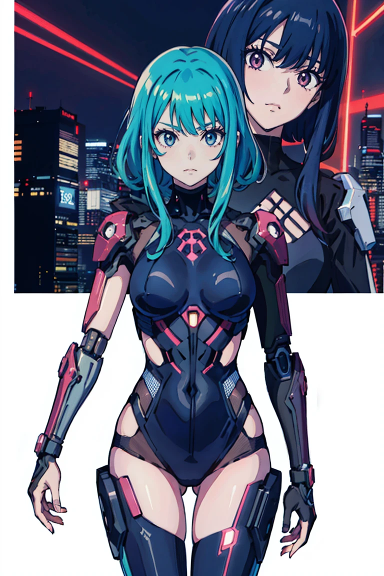 (masutepiece:1.4), (hightquality:1.3),(top-quality:1.5),(hight resolution:1.5),Best Quality,Ultra-detailed,(2 girls in:1.3),Black skin,(Yuri:0.7),(From above:1.2),Beautiful lighting,selfie,(Highest Quality:1.2),(High resolution:1.2),Loli face,oppai loli,(Dark-skinned girl and white-skinned girl:1.3),Yellow hair,Pink hair,(Green eyes:0.5),Red Eyes,(Blue eyes:0.3),Oil,Purple hair,Machine Girls,Mechanical Girl,Blurry background,Science fiction,(grin:0.3),Battle Girls,cyberpunked,Mechanical,cyborgs,Robot Girl,metalic,Machine,cyberpunked,city,Outdoors,Cityscape,neons,Colorful,hugging,