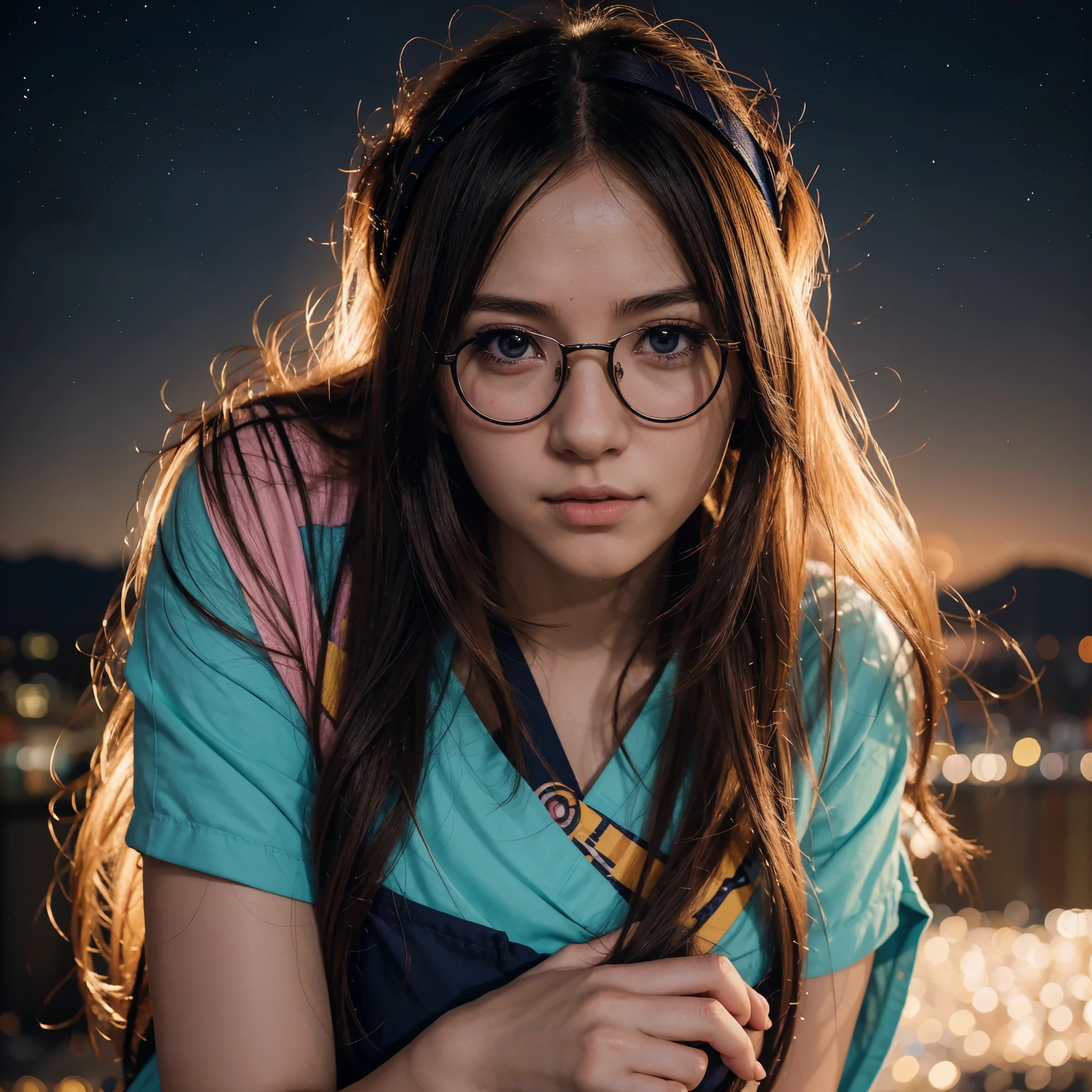 Anime girl with glasses and long hair, visual anime de uma bonito, estilo anime. 8k, Pin no anime, anime vibes, estilo anime 4 k, anime moe artstyle, anime aesthetic, anime girl desktop background, visuais de anime, menina com cabelo real, ethereal anime, Menina animeabelo longo, retrato bonito do anime , anime , Naruto, Naruto anime, Compartilhamento background, night time, Escuro , Compartilhamento , wearing Naruto headband