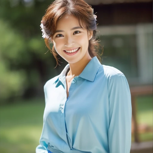 Smiling beauty、blancheTThe shirt、Navel Ejection、a miniskirt