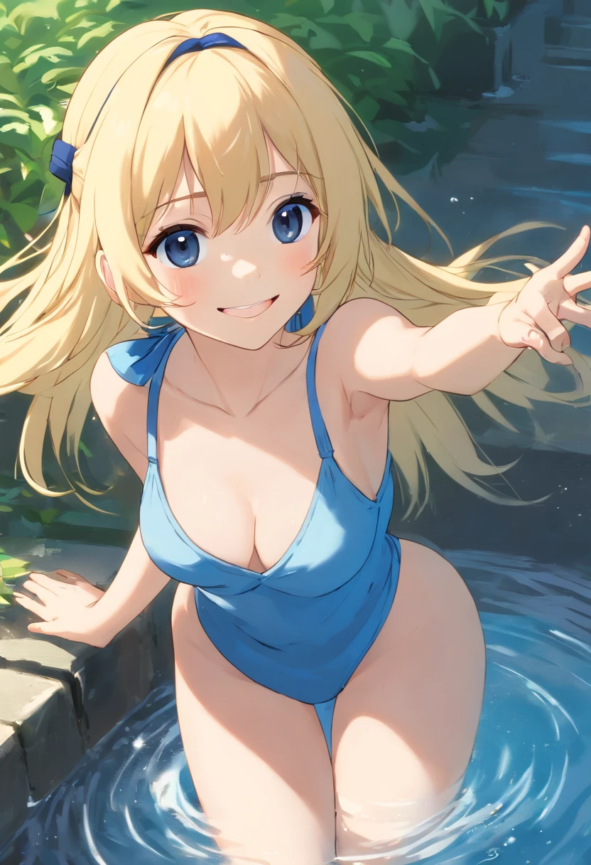 ((((Celes Shere)))), ((1Little Girl)), , (((Blonde long hair))), The hair elastic holds the hair together.., (unwinding perm), ((brow)), (((blue hairband))), (Black eyes), ((Medium Tits)), soft skin, ((a beauty girl)), Light skin,
((no clothes)), (((no panty))), (((No bra))), (In the hot springs), ((Smile)), Open mouth,