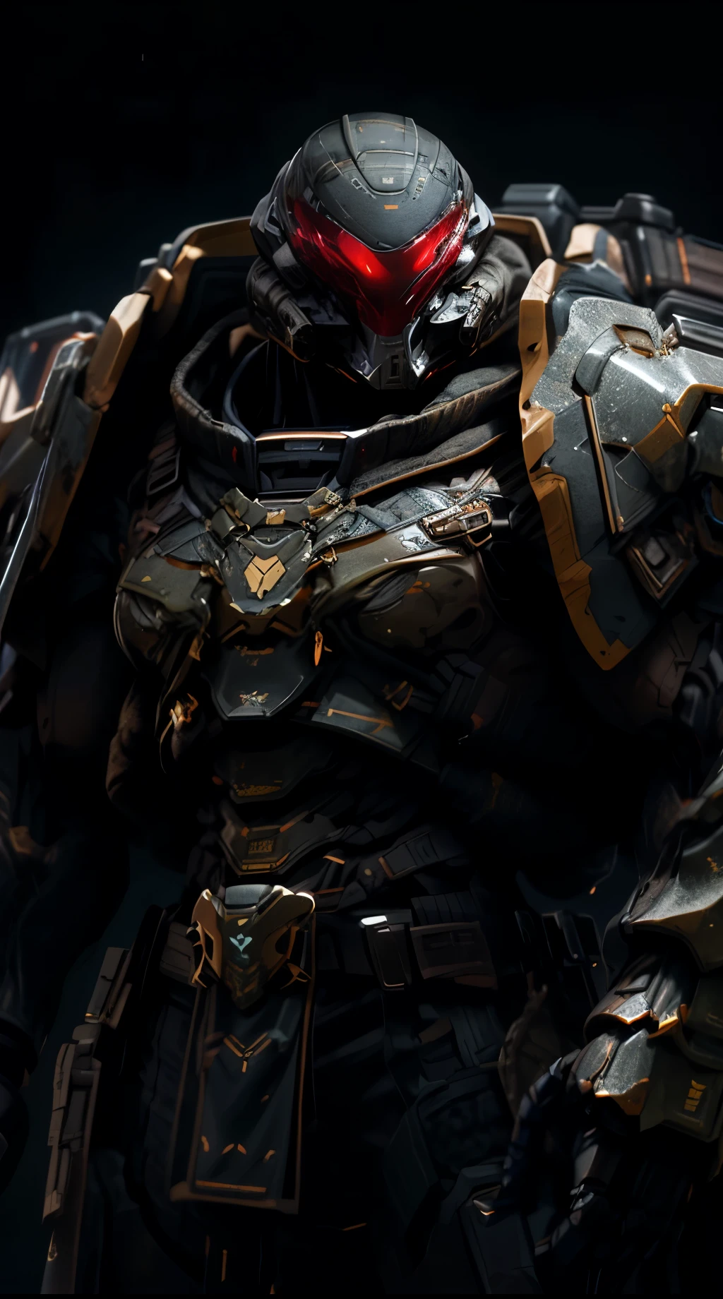 (((An epic and visually stunning digital anime masterpiece featuring a sylphlike masculine ((male:1.5)) decorated military dieselpunk cyborg soldier clad in a sleek yet tactical armored yet decorated leather military trench coat:1.2))), (((flat masculine male chest:1.5, mechanical knight full head helmet, mecha knight helmet with narrow visor:1.5))), (((the character adorned in a (scifi tactical armored open front trench coat with a built in exoskeleton:1.5) (over a form fitted armor plated yet super sleek and revealing under suit with waist cut outs:1.3), the armor is beautifully engraved:1.4))), ((thin and sleek feminine male with a thin waist:1.2)), The image showcases the intricacies of the character’s armor and clothing:1.5, ((capturing their flamboyant essence and heavy mecha aesthetic:1.2)). The character also possesses an androgynous charm, (((with slim heavily ripped physique:1.2, sylphlike with a sleek waist, toned yet slim and beautifully sleek cybernetic arms:1.3, mechanical arms and legs:1.3, mecha muscles:1.3))), looking at viewer, (((brass metal armor and brown leather, dieselpunk:1.3))), (((depth of field, cinematic lighting, chromatic aberration, ray tracing, UHD, masterpiece, top of head covered, super detail, high details, high quality, award winning, 8k, highres)))