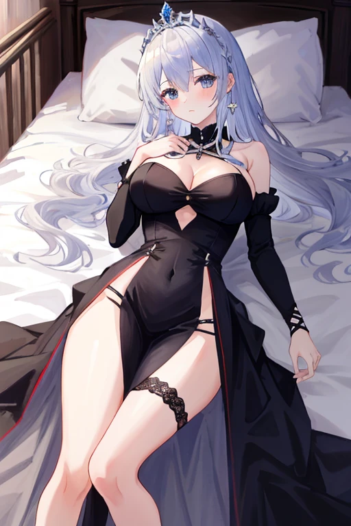leather collar and chain leash,{{{latex suit}}},latex,slave,{{{latex dress}}},{{{black veil}}}, latex long gloves, dark room,night view,masterpiece,super fine illustration,best quality,8k,POV,full body, solo focus,{{{{{organism face}}}}}, sexual climax,{{{sweaty}}},steam ,nose blush, breath, lying on bed,huge breasts,{{{ultra detailed lace}}},Patterns, decoration,{finely detailed Leaver lace},finely detailed Embroidery,finely detailed decoration,finely detailed patterns,Crochet,Silk,Organza,{flowers},bedroom,chains,