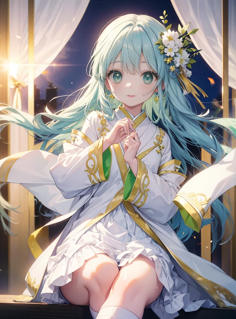 index, index, (Green eyes:1.5), Blue hair, Long hair, (flat chest:1.2),Upper body,Floral hair ornament, fullllbody,Romper,White Japanese Clothing,furisode,a miniskirt,White knee-high socks,brown short boots,shrines,food stall,a smile,The sun begins to rise,Sunrise,Happy atmosphere,幸せそう
Romper (masutepiece:1.2), Best Quality, High resolution, Unity 8k壁纸, (Illustration:0.8), (Beautiful detailed eyes:1.6), extra detailed face, Perfect Lighting, extremely details CG, (Perfect hands, Perfect Anatomy),