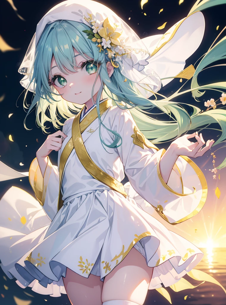 index, index, (Green eyes:1.5), Blue hair, Long hair, (flat chest:1.2),Upper body,Floral hair ornament, Tying up your back hair,fullllbody,Romper,White Japanese Clothing,furisode,a miniskirt,White knee-high socks,brown short boots,shrines,food stall,a smile,The sun begins to rise,Sunrise,Happy atmosphere,幸せそう
Romper (masutepiece:1.2), Best Quality, High resolution, Unity 8k壁纸, (Illustration:0.8), (Beautiful detailed eyes:1.6), extra detailed face, Perfect Lighting, extremely details CG, (Perfect hands, Perfect Anatomy),