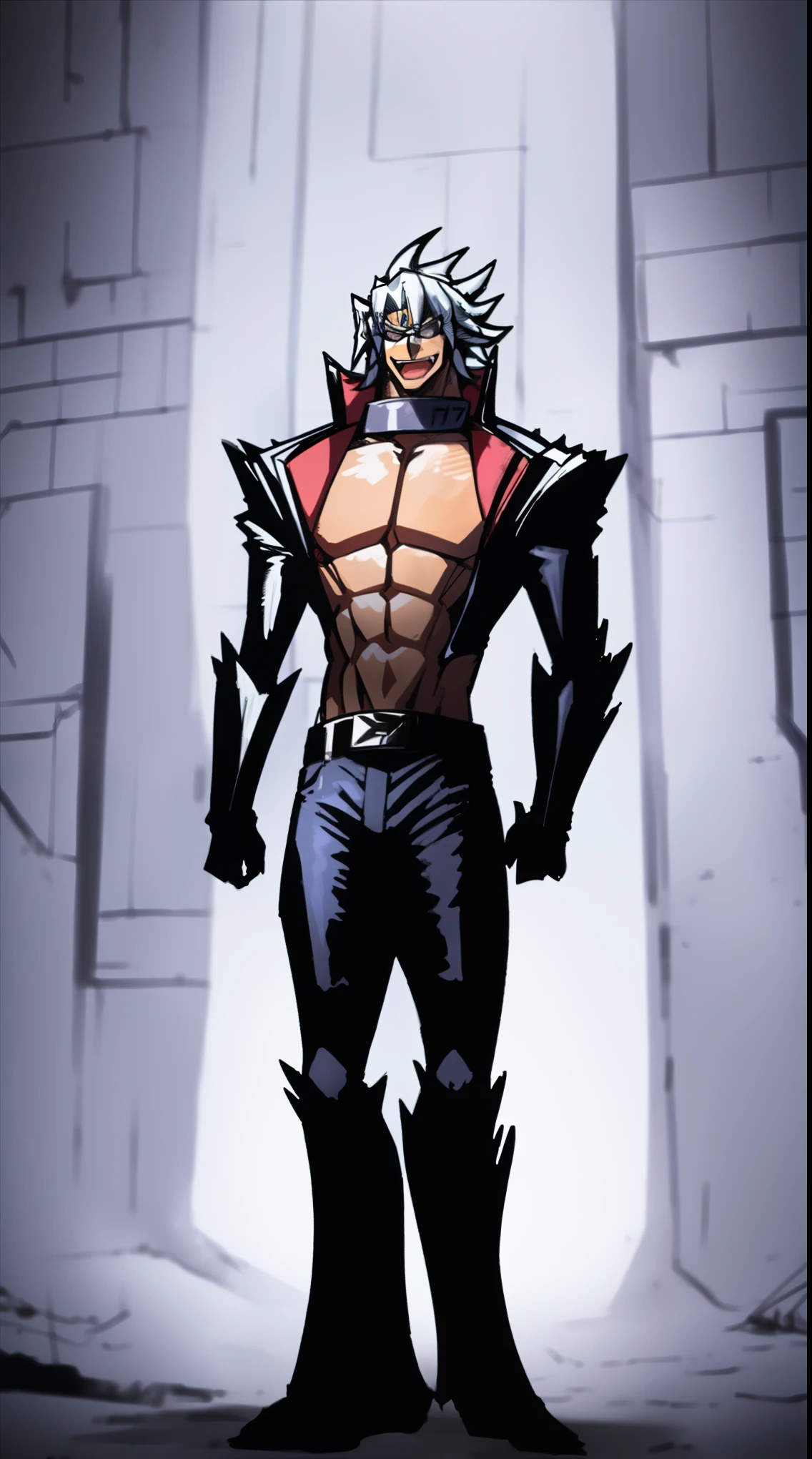 masterpiece, adam blade76, black jacked, long jacked, glasses, pants, belt, muscle, open mouth, smile, desert, sun, tower, full body, feet,refsheet, UHD, retina, masterpiece, ccurate, anatomically correct, textured skin, super detail, high details, high quality, award winning, best quality, highres, pullover
