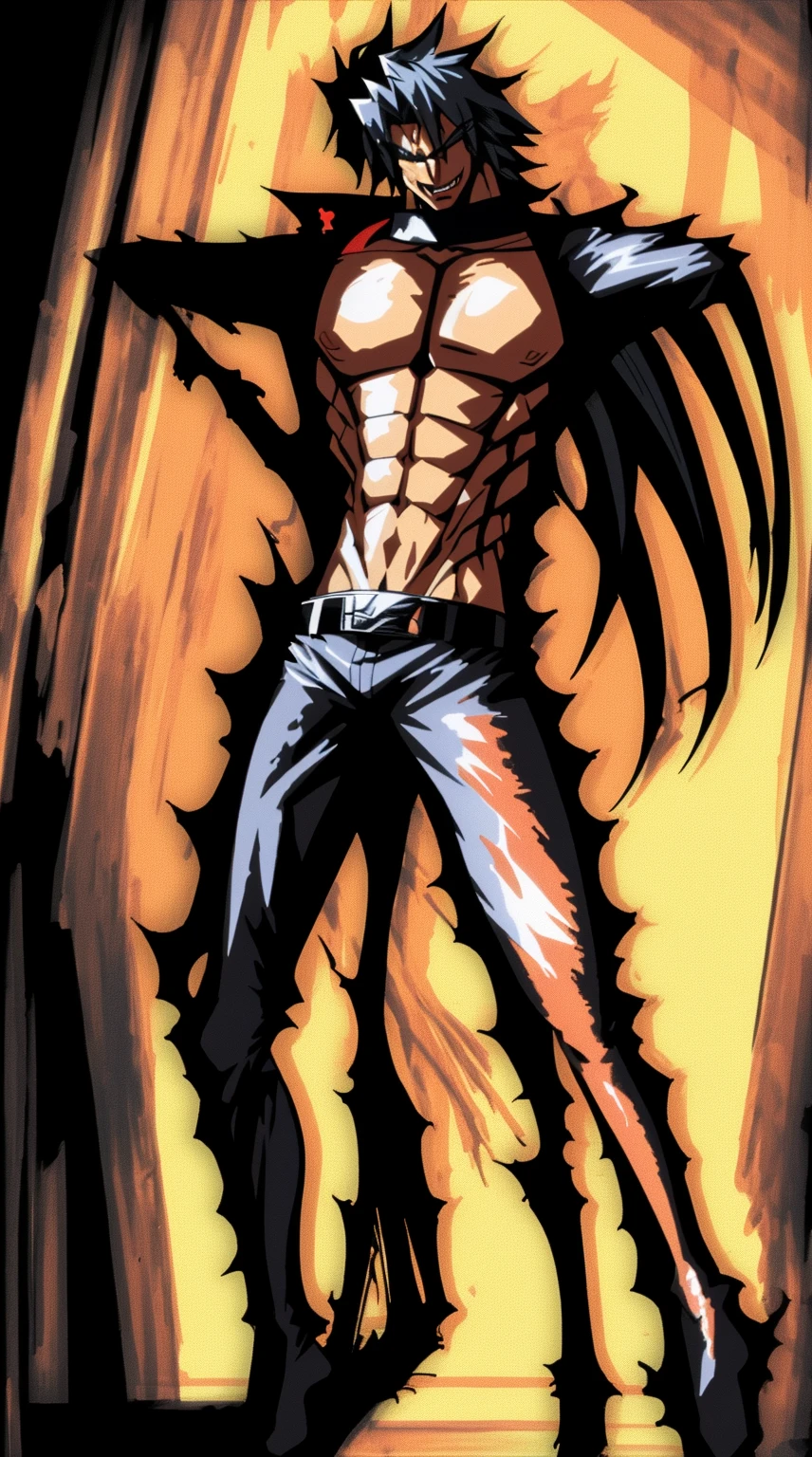masterpiece, adam blade76, black jacked, long jacked, glasses, pants, belt, muscle, open mouth, smile, desert, sun, tower, full body, feet,refsheet, UHD, retina, masterpiece, ccurate, anatomically correct, textured skin, super detail, high details, high quality, award winning, best quality, highres, pullover