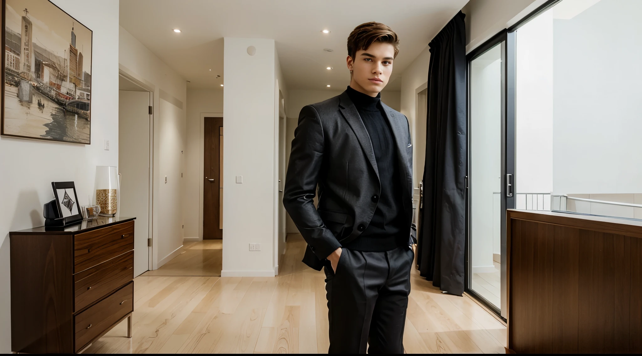stylish young man in a modern house