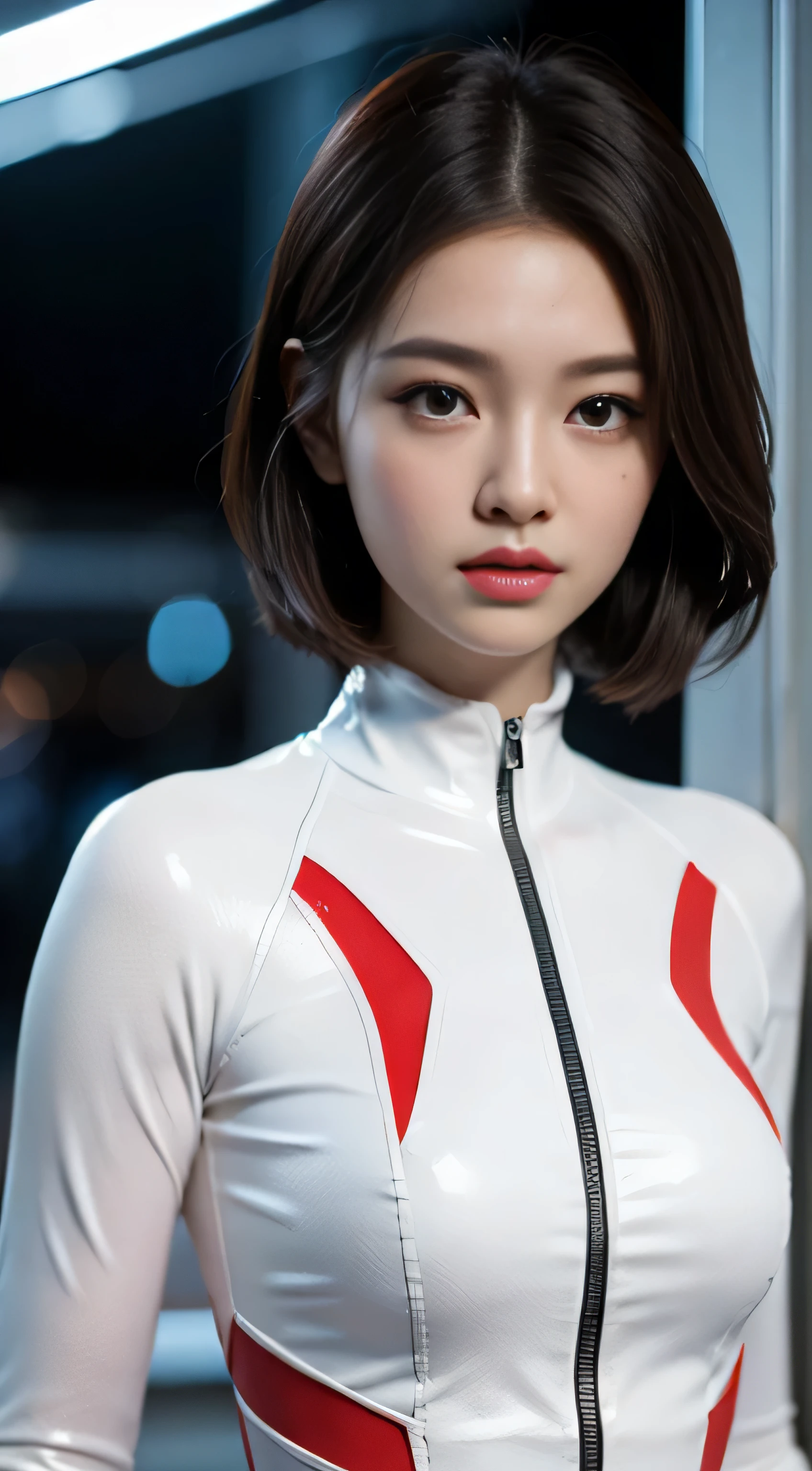 1 brunette beauty, (white) (one-piece tight latex suit), (spacesuit) ((spacehelmet))((white gloves), {{illustration}}, {extreme sophistication and beauty}, {delicate makeup}, ultra-detailed, sexy, delicate glowing eyes, {{cinematic light}}, extreme light effect, model: cinematic realism, CFG scale: 12, LoRA: bright texture (1.35), high quality, masterpiece, delicate facial features, delicate hair depiction, delicate eye portrayal, masterpiece, highest quality, ray tracing, extremely detailed CG unity 8k wallpaper, masterpiece, best quality