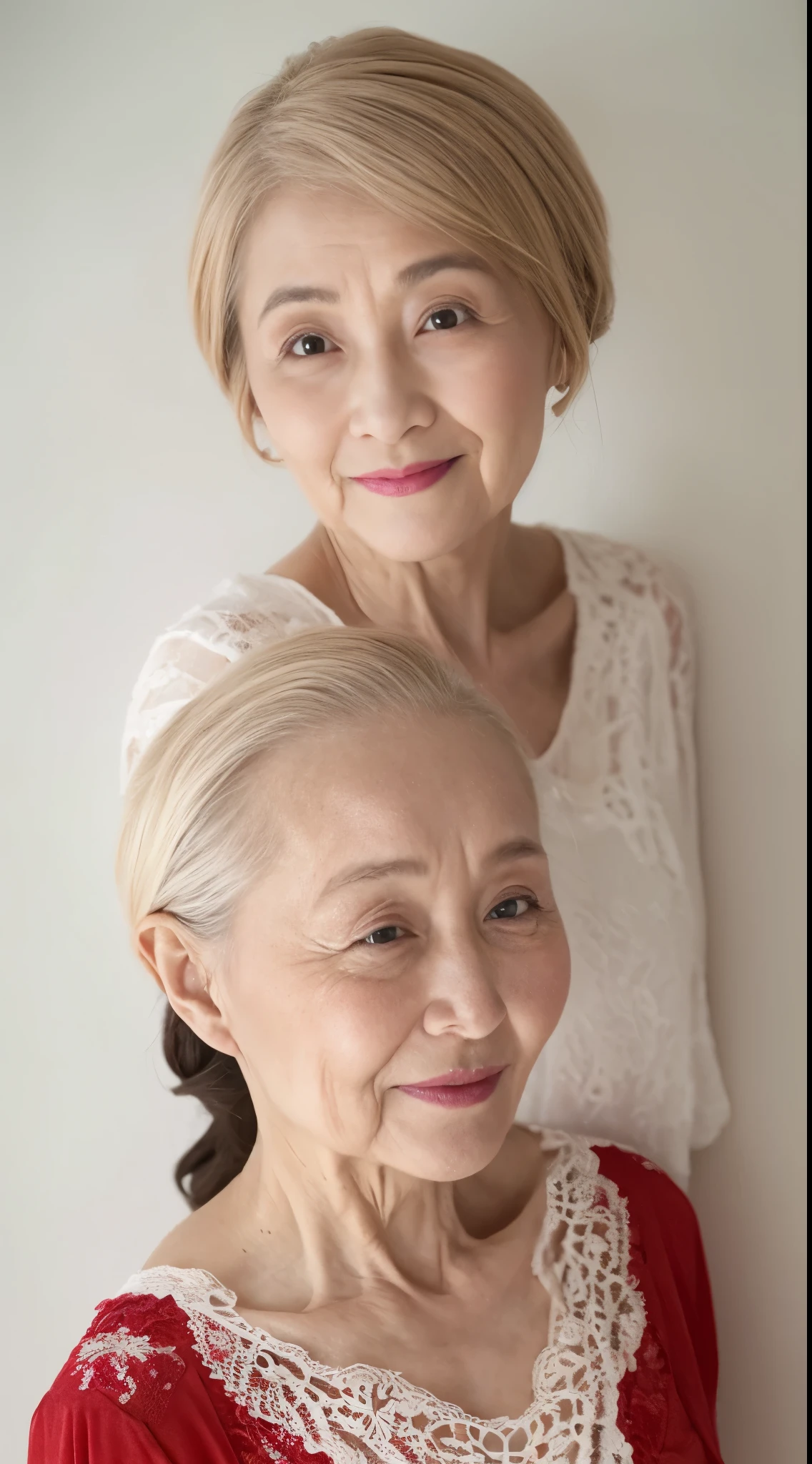 Promotional photo, aunt, Get noticed, ((Fractal Art)), (((masterpiece))), 8K, Clear images, (((alone))), (((Older Japanese Mature))), Pure white background, Natural hairstyle, please lower your arms, wear a flashy bra, gravure, Look forward, ((Elderly mature woman with an old face)), Depict lips accurately,Red lips, Flashy makeup, (((alone))), (((Perfect Anatomy))), Elderly, Pure white background, gravure, Natural upright posture, Look forward, ((Obscene)), From the chest up, Highest quality, Very detailed, Realistic, Very detailed細なスキン, (1 Japanese Mature), (positive), 120 years old, Huge breasts, Mature College Professor, Glamour, sexy, Pure white skin, Looking at the audience,