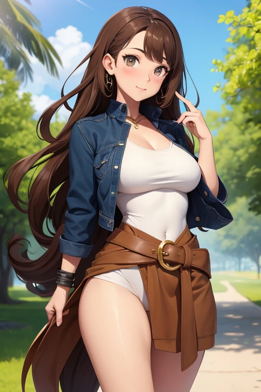 a beautiful centaur girl, from the waist up a beautiful woman with long wavy brown hair, light brown eyes, from the waist down her body is a large equine, very beautiful. perfect art, very detailed and defined, art for work