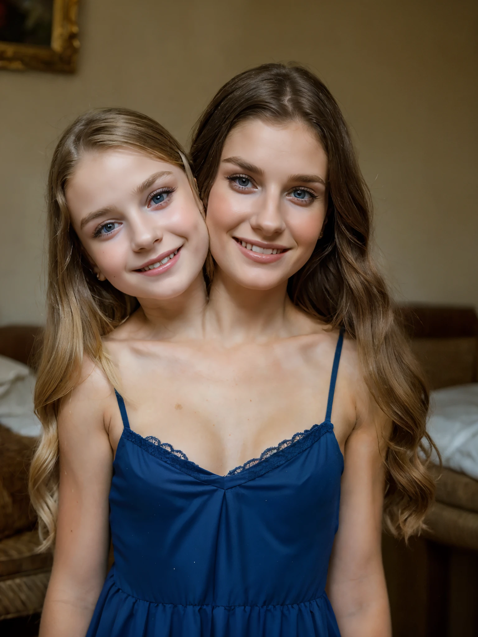 2heads, (two headed girl:1.5), (a 7 year old child and a 22 year old woman:1.5), (a blonde and a brunette:1.3)