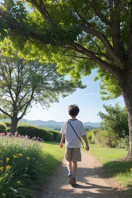 There is a boy in the center of the picture,He was tied to it with a string。
A pair of scissors appears on the screen,Cut the rope that tied the boy。
After the rope is broken,The boy turned around,With a smile,Walking towards the embrace of nature。
In nature,and the sun was shining brightly,Birds sing happily on the brancheoy walks among flowers and trees,Enjoy the freshness and of nature。
The picture is colorful,It shows the vitality and vitality of nature。
Draw the boy's yearning and love for nature,and the joy of his 。