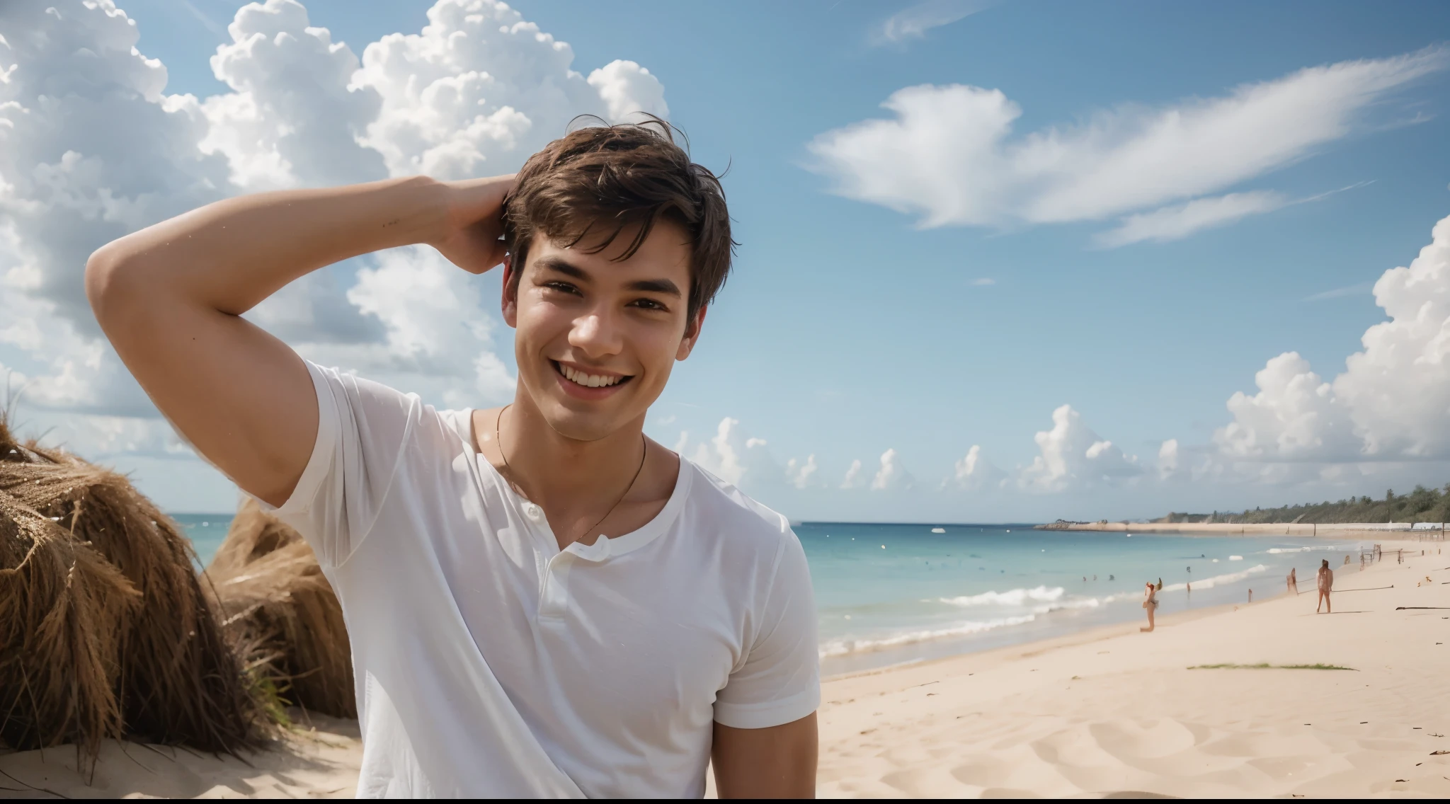 happy young man in a vacation