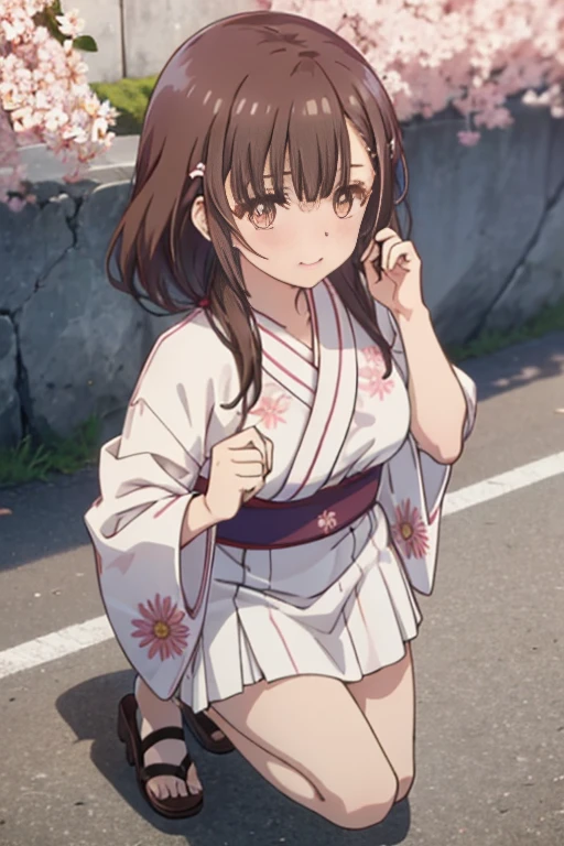 Gao Jiejie,Highest quality,Detailed Background,night,Outdoor,Red eyes,smile,Long twin tails,Brown Hair,Eyebrows visible through hair,Flat Chest,Blue yukata,Cleavage,Nipples,upper body,1boy,vaginale,Sex,cum in pussy,Woman on top,Men are down,penis in pussy,{{{{No text}}}