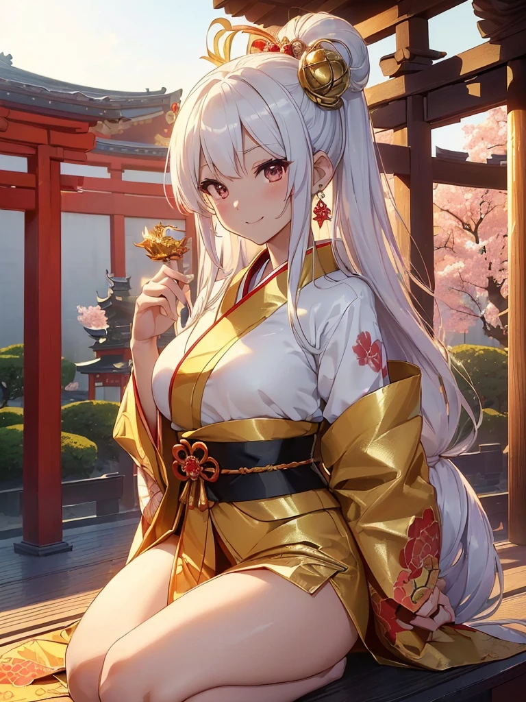 top-quality、Top image quality、Dagashi Teru Piece、Super beautiful Japanese beauty((24 year old、Japan kimono、Best Bust、big bast、Bust 90,beautiful long ironed hair、silber hair、White hair、Kanzashi、A slender、a closeup、Esbian、Beautiful Japan hair、Kanzashi、hiquality、Beautiful Art、morning、Superb Piece、visualart、depth of fields、low angles、devil of light、Happy smile、Gentle light、、Beautiful legs that are gentle on the skin、、、Number of fingers to achieve precise finger movements、ticker beautiful decoration、elegent、Mystical Japanese temple beautiful decoration,Japan Kimono 1.3,、japanese art on behance、shenronの模様、shenronの装飾、Dragon Decoration、、Painting by Sotatsu Tawaraya、screen、gold foil、神shenron、New Year、Happy New Year⛩、sunrises、morningの瞬間、cute shenron、shenron、gold foil、screenの前、Kyoto Imperial Palace、formal clothes、handheld mini dragon 朝のsunrises、Visiting the shrine