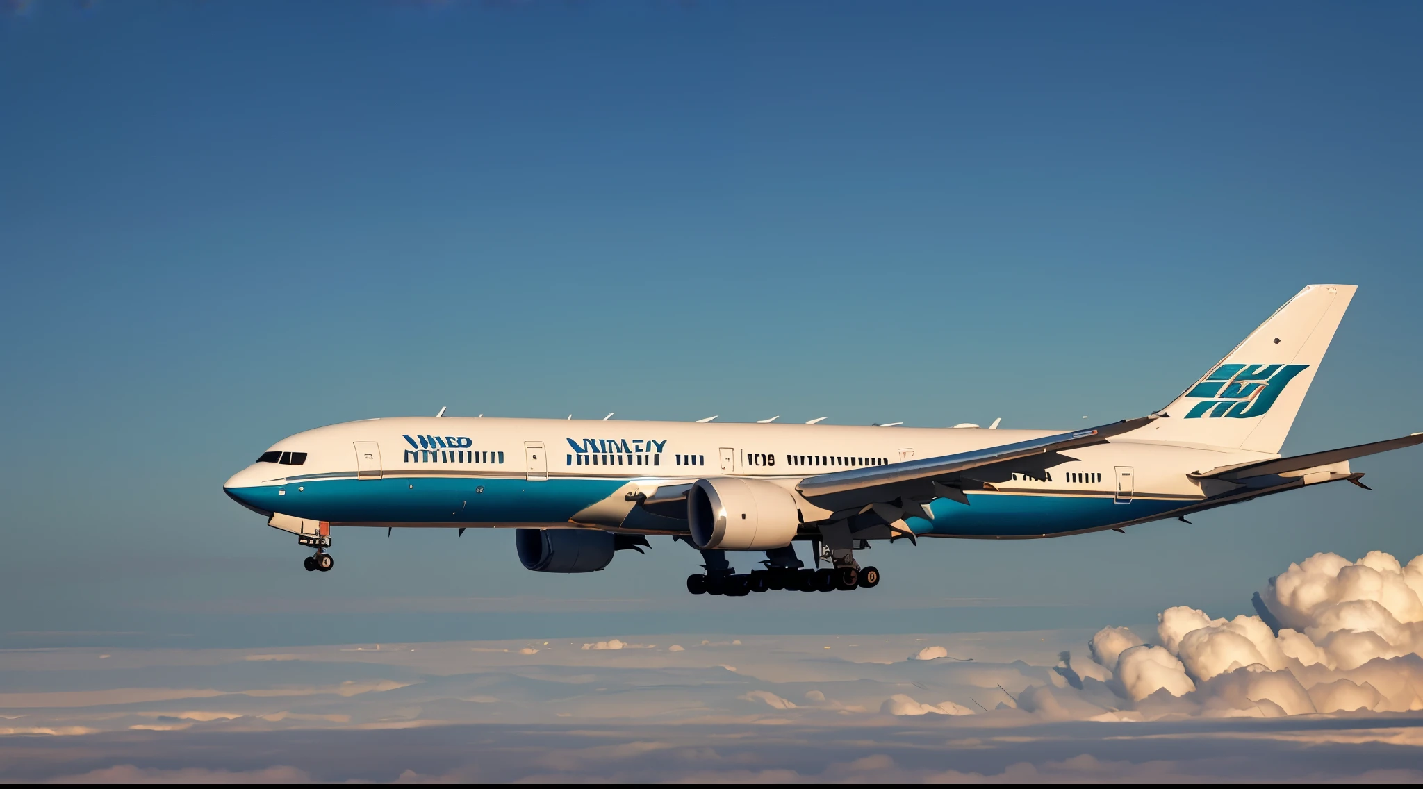 Jet airliner、BOEING777-300、(((top-quality, masterpiece))), (((ighly detailed)))