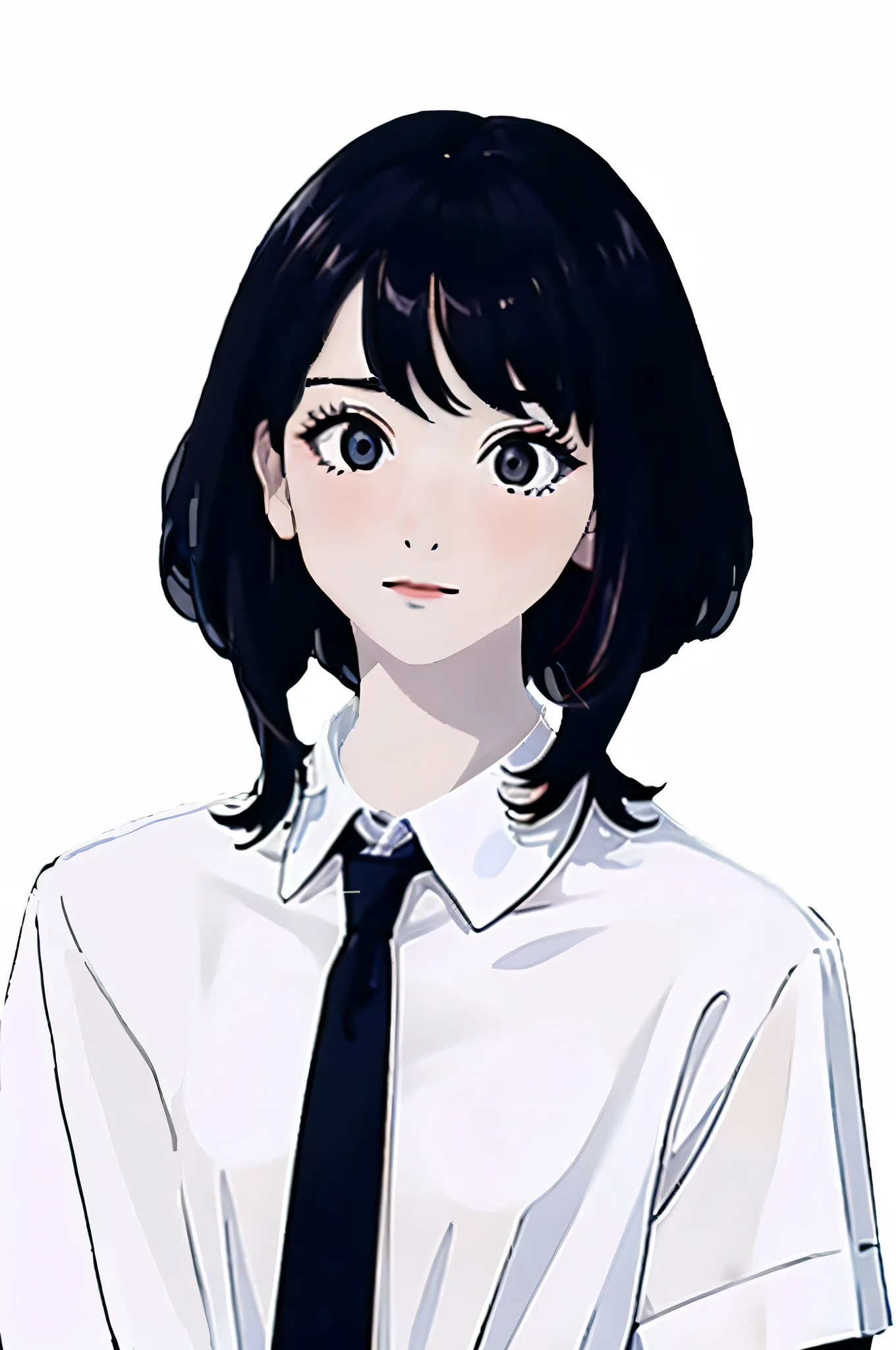 黒髪と白いシャツと黒のネクタイを持つan anime girl, sui ishida with black hair, anime portrait of shiina ringo, anime visual of a young woman, female Anime Character, Anime Character, Anime visuals of cute girls, an anime girl, anime style portrait, portrait of an anime girl, portrait of lain iwakura, made with anime painter studio