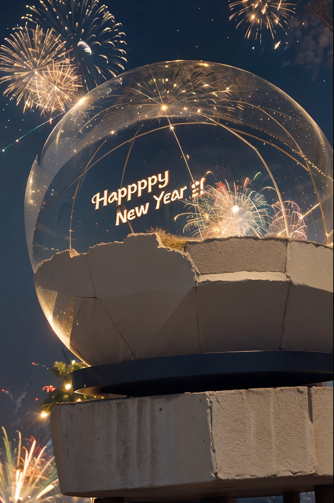 Write Happy new year 2024 smd put dome rfireworks
