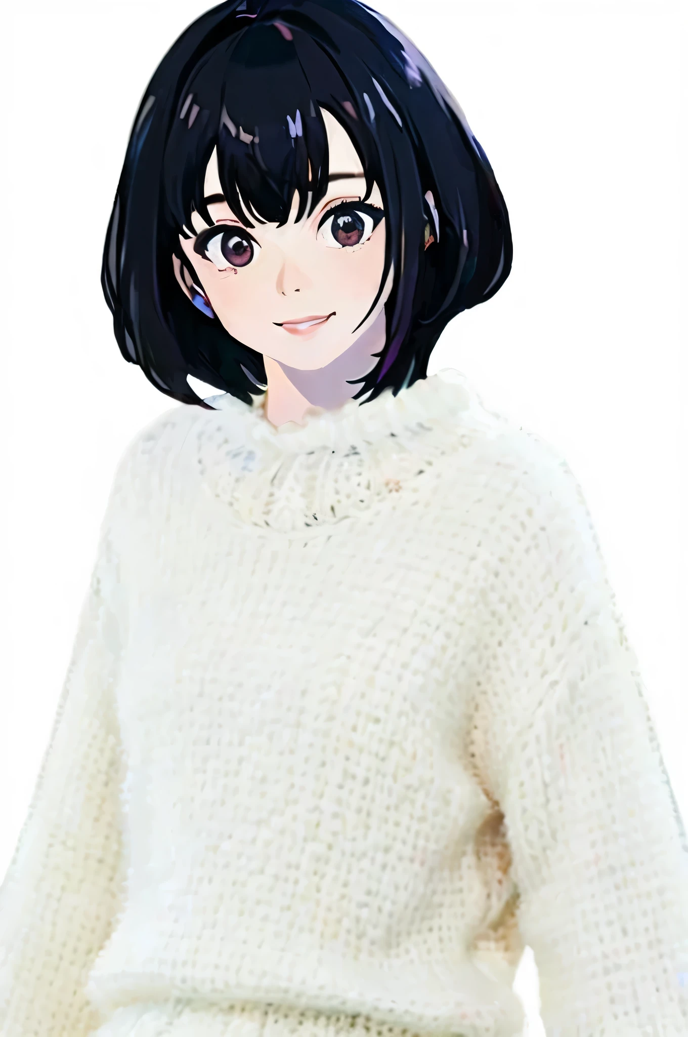 白いセーターと黒い髪と黒い目のan anime girl, Anime visuals of cute girls, made with anime painter studio, black haired girl wearing hoodie, anime visual of a young woman, Girl with black hair, an anime girl, Anime Character, anime portrait of shiina ringo, Smooth Anime CG Art, female Anime Character, High quality anime art style