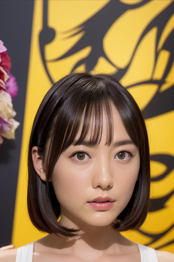 16ｋAn ultra-high picture quality、(Front Focus)、(Dark: 1.6)、1人、Bikini style portrait shoot、in the darkness of the studio、deep-shadows、lowkey、Hyperrealist female portrait by David Hockney and Alphonse Mucha、Fantasy Art、photoRealstic、Dynamic lighting、art  stations、poster for、Volume Lighting、extra detailed face、short cut hair