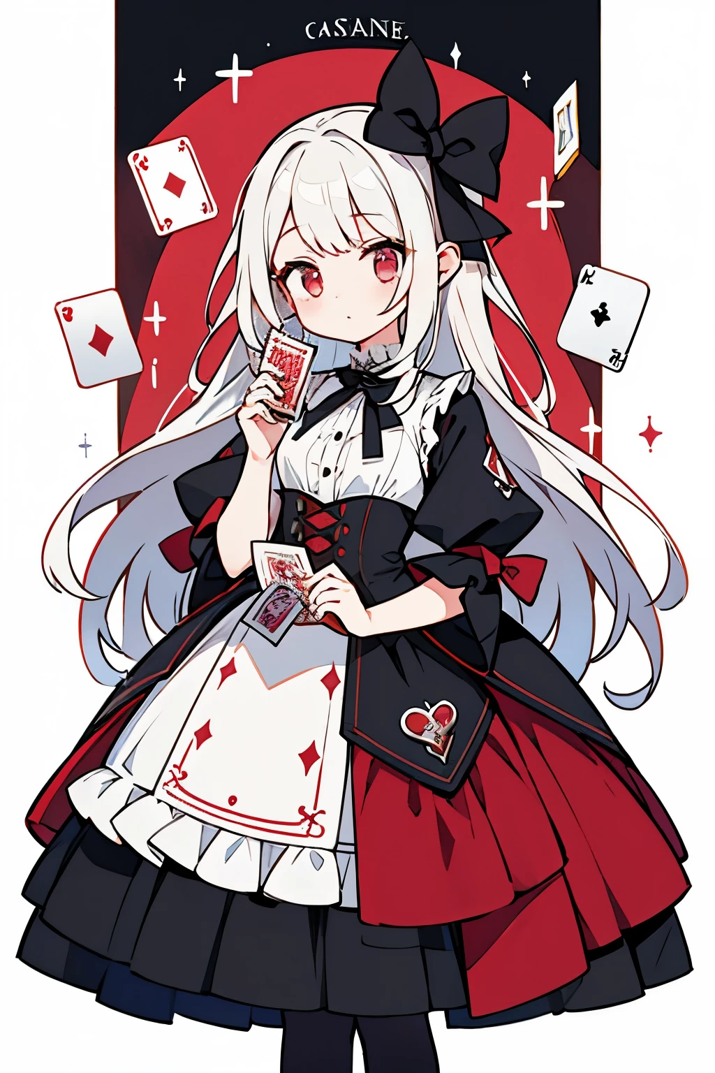 1 persons、girl with、Wonderland、PlayingCards、color palettes(reddish、A black、blanche)、Princess