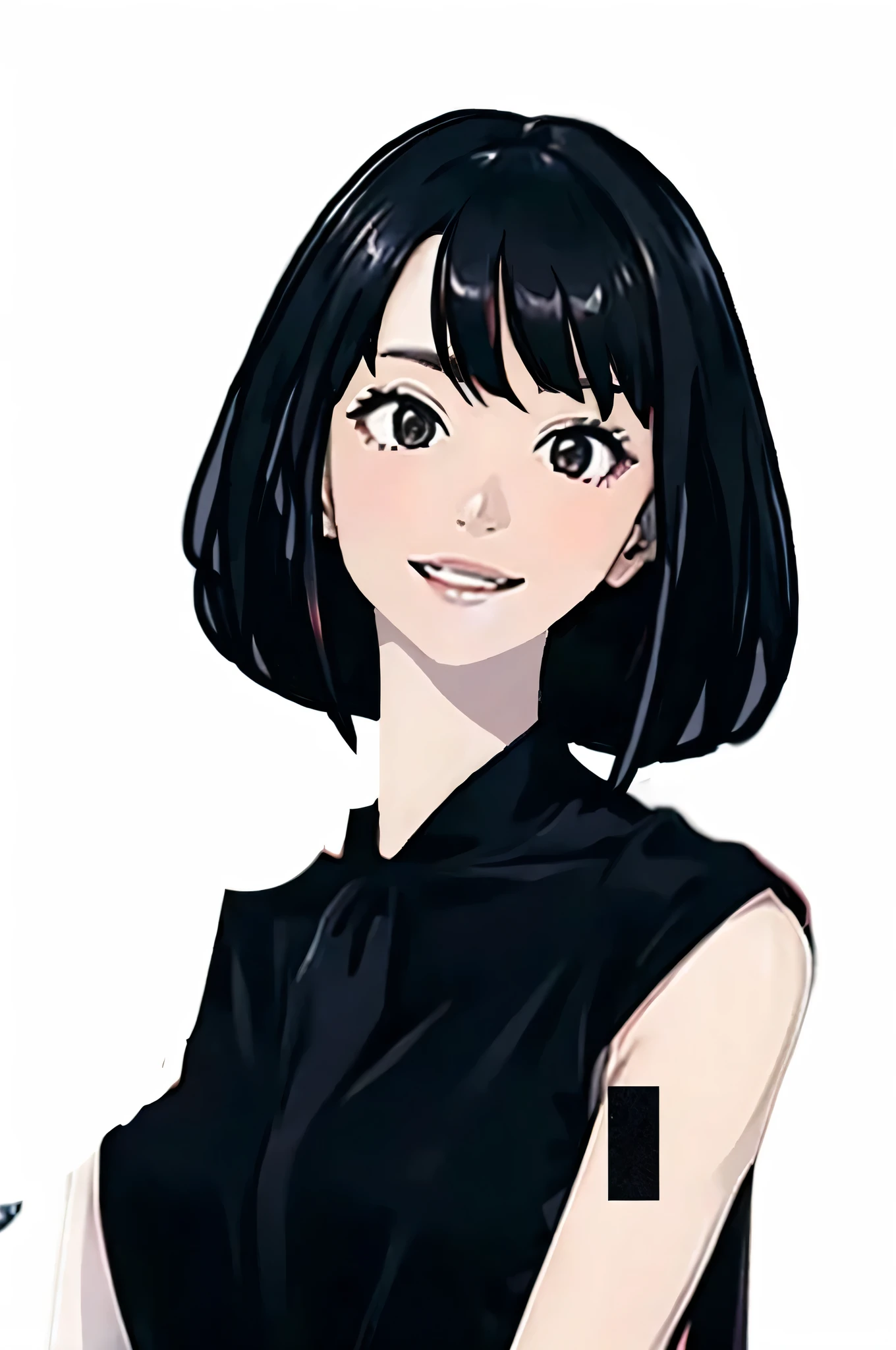 Close-up of a person wearing a black shirt and black top, anime girl wearing a black dress, made with anime painter studio, High quality anime art style, kuvshinov ilya, anime style portrait, female Anime Character, sui ishida with black hair, painted in anime painter studio, anime portrait of shiina ringo, Anime Character