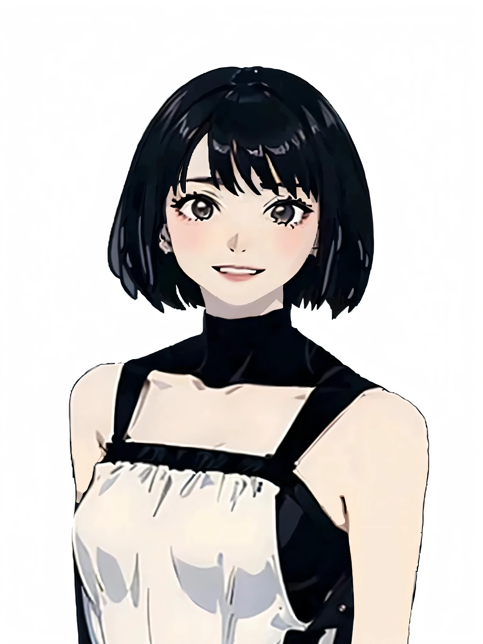 黒い髪と白いドレスを着たan anime girlが写真を撮っている, Anime Character, female Anime Character, 黒いドレスを着たan anime girl, anime visual of a young woman, Anime visuals of cute girls, anime style character, an anime girl, sui ishida with black hair, In an anime style, as an Anime Character, anime woman, portrait of an anime girl