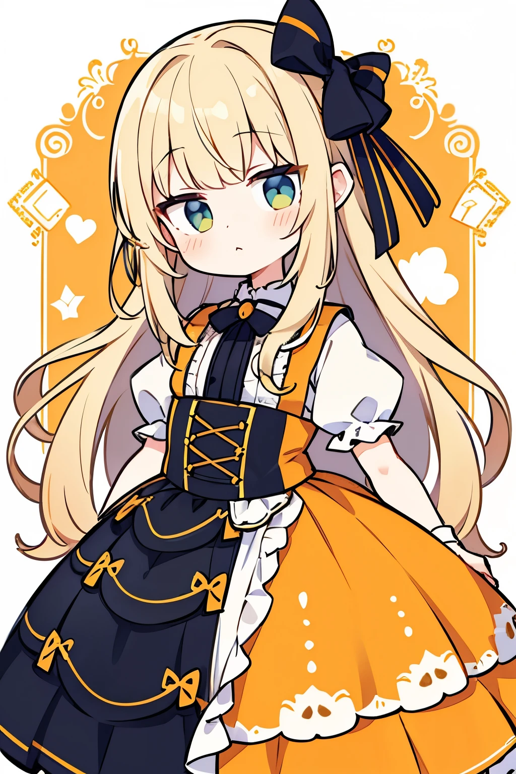 1 persons、girl with、Wonderland、color palettes(amarelo、blanche、orange colors)、Princess、kawaii、unclear、high-level image quality
