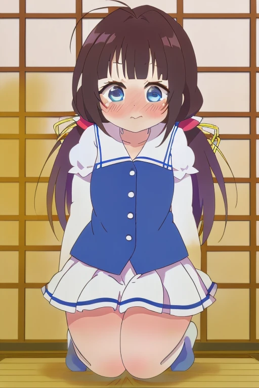 Hinatsuru Love, White beret, 8K, masutepiece, absurderes, Anime, screen cap,women stink,Attack with a fart,((tome&#39;Small movements)),blush, Shy,Seiza