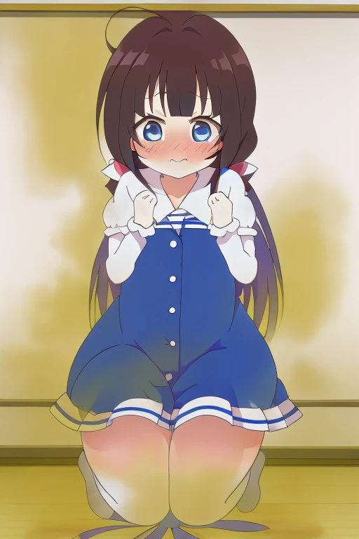 Hinatsuru Love, White beret, 8K, masutepiece, absurderes, Anime, screen cap,women stink,Attack with a fart,((tome'Small movements)),blush, Shy,Seiza