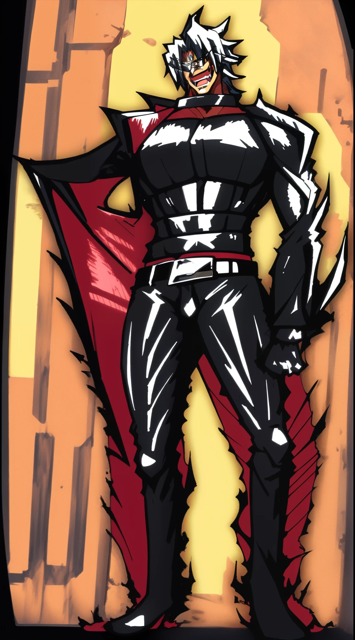 masterpiece, adam blade76, black jacked, long jacked, glasses, pants, belt, muscle, open mouth, smile, desert, sun, tower, full body, feet,refsheet, UHD, retina, masterpiece, ccurate, anatomically correct, textured skin, super detail, high details, high quality, award winning, best quality, highres, pullover