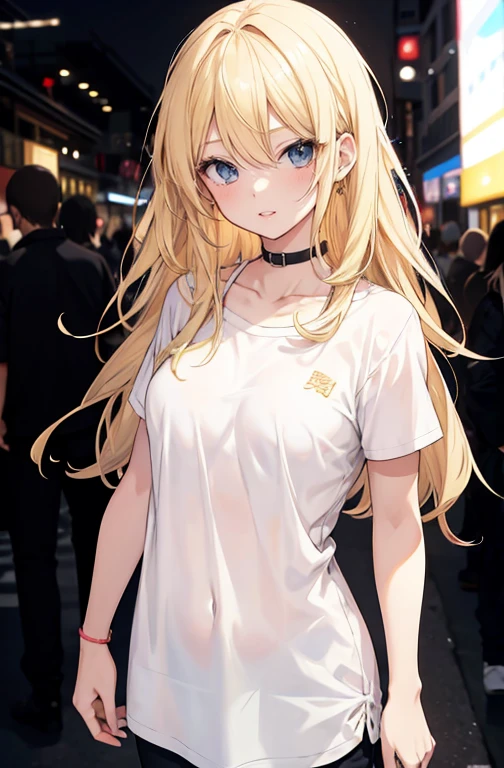 A blonde girl in 2d anime art