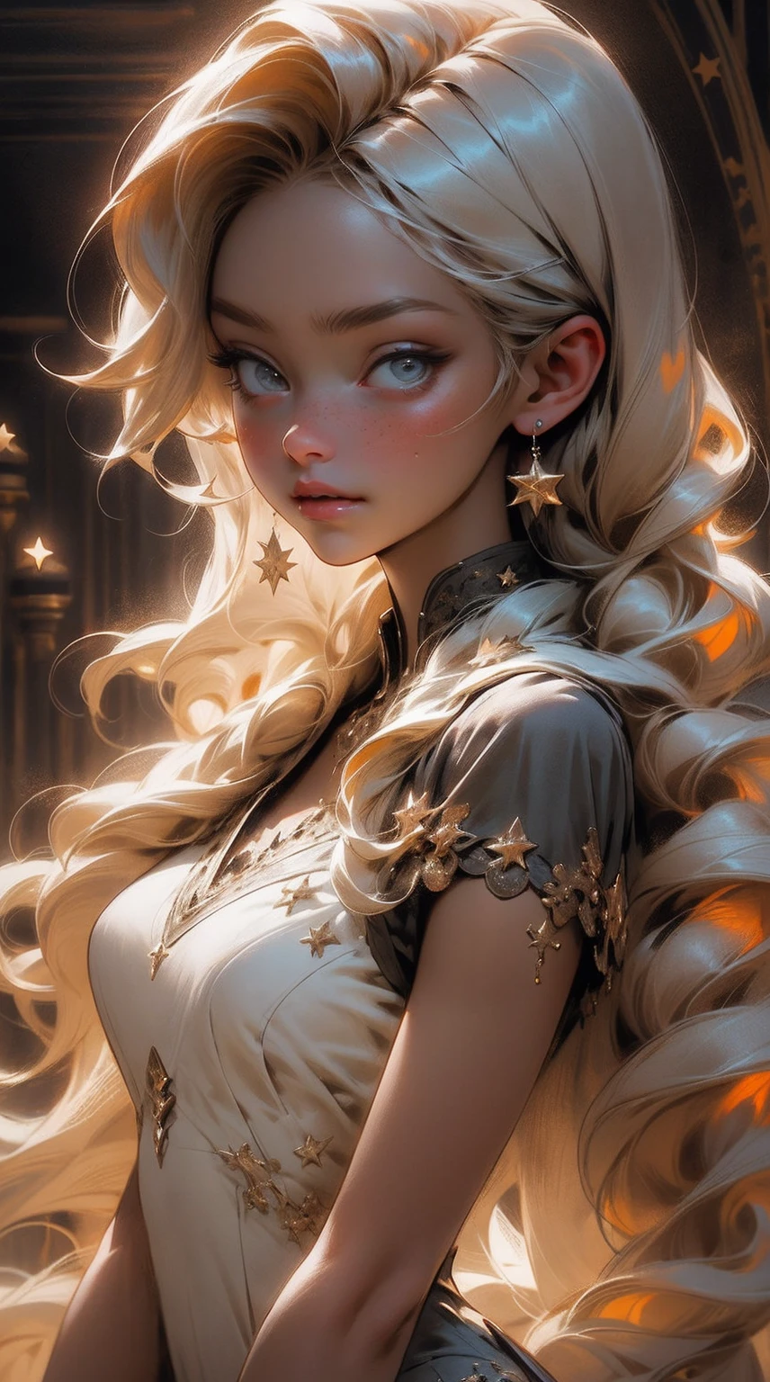 masterpiece, best quality, cinematic photo, anatomically correct,
digital artwork illustration ,
innocent 20yo woman, pale skin,
polish,
pronounced feminine features,
(stretching),
t-shirt,
straight blonde hair,
large breasts,
(cosmic background),
dark illustration style,
(8k, dynamic composition, photorealistic, sharp focus), elaborate background, cinematic, rule of thirds,
backlight,
film grain,
intricate details,
fine details, --auto --s2