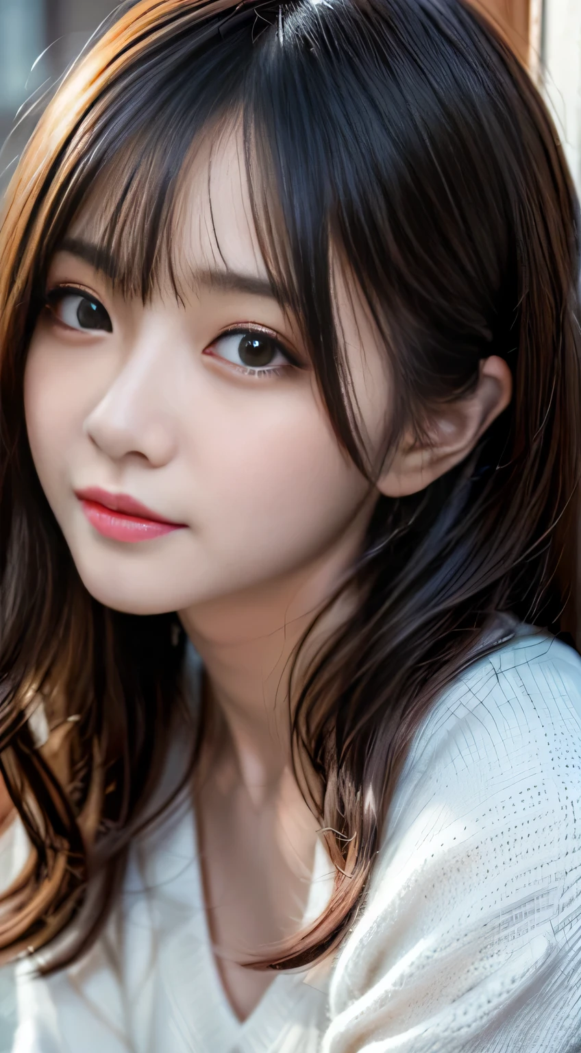 masutepiece、Best Quality、Illustration、 Ultra-detailed、finely detail、 hight resolution、8K Wallpaper、Perfect dynamic composition、27-year-old beautiful girl、Neat and clean woman、detailed beautiful faces、Detailed beautiful eyes、Textured skin、A faint smile、tiny chest、Bold sexy poses、Winter casual wear、