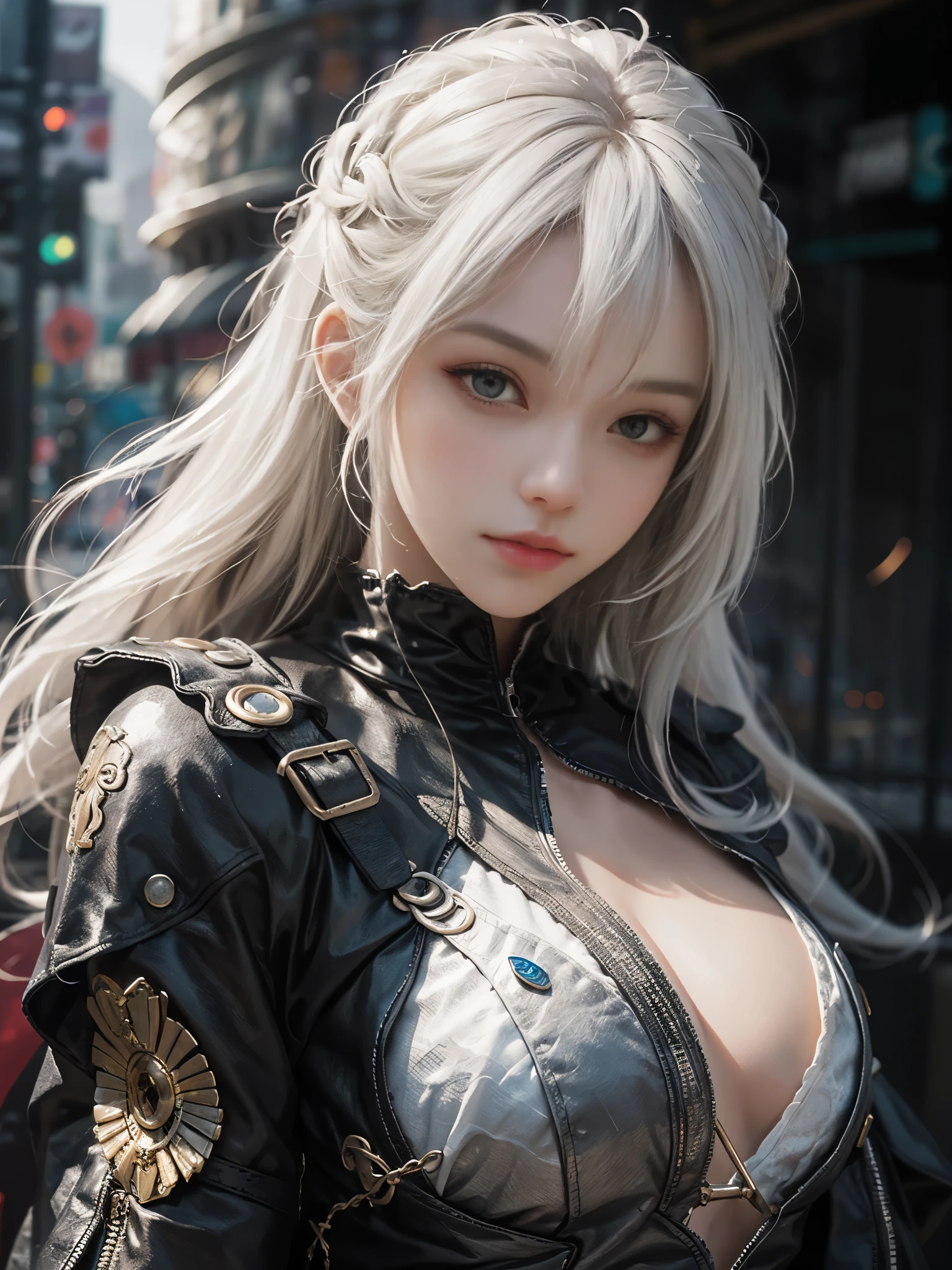 Close-up of woman with white hair and white mask、beautiful character painting、guweiz、Guweiz style artwork、white haired god、Jan J、epic exquisite character art、Stunning character art、Fanchy、Uzunsifan、guweiz from pixiv art station,Faces of reality,Real people,Photo Quality,Images of real people captured by a camera,Shoot from the waist up,Live-action feeling,Fairly light clothing，see-through underware,A thin costume made of cotton that shows the skin underneath.,