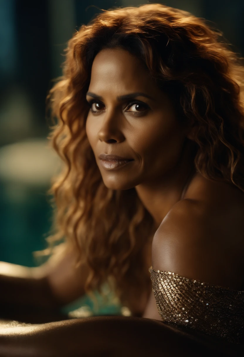 A ginger Halle berry as a mermaid