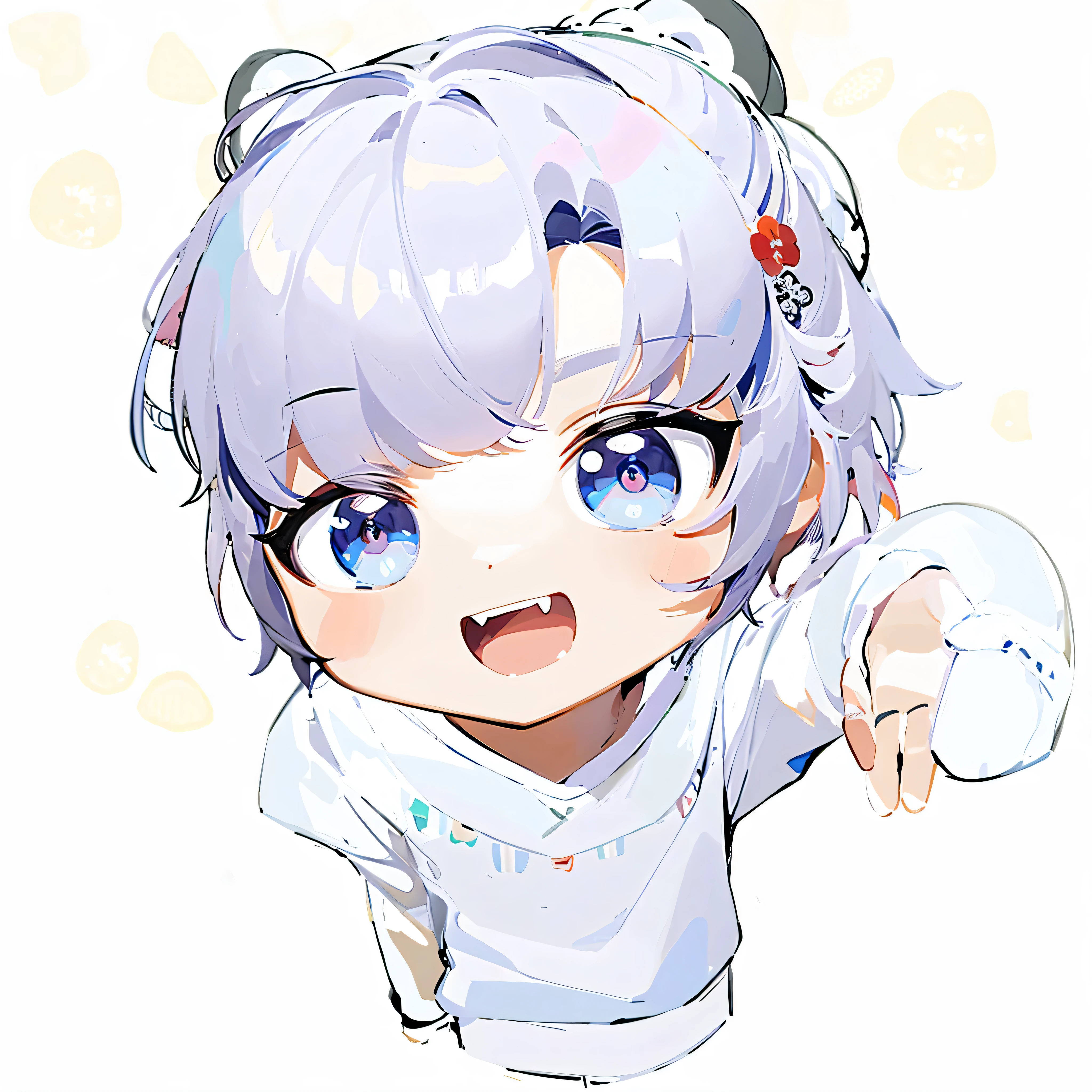 보라색 머리를 가진 Anime boy이 두 팔을 벌리고 현수막을 들고 있음, Anime moe art style, Anime boy, anime chibi, cute characters, Kawai Chibi, in an anime style, advanced digital kids'fine art, Kaoru Nagisa, official fanart, anime character, Anime-style characters, as an anime character, 꼬마 Anime boy, Watercolor Nendoroid, in an anime style