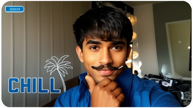 there is a man with a mustache and a blue shirt, with accurate face, very very low quality picture, ismail, memes, half onesided smile, with a cool pose, profile picture 1024px, smooth in _ the background, ☁🌪🌙👩🏾, profile pic, chill, full faced, edited in photoshop, [ digital art ]!!