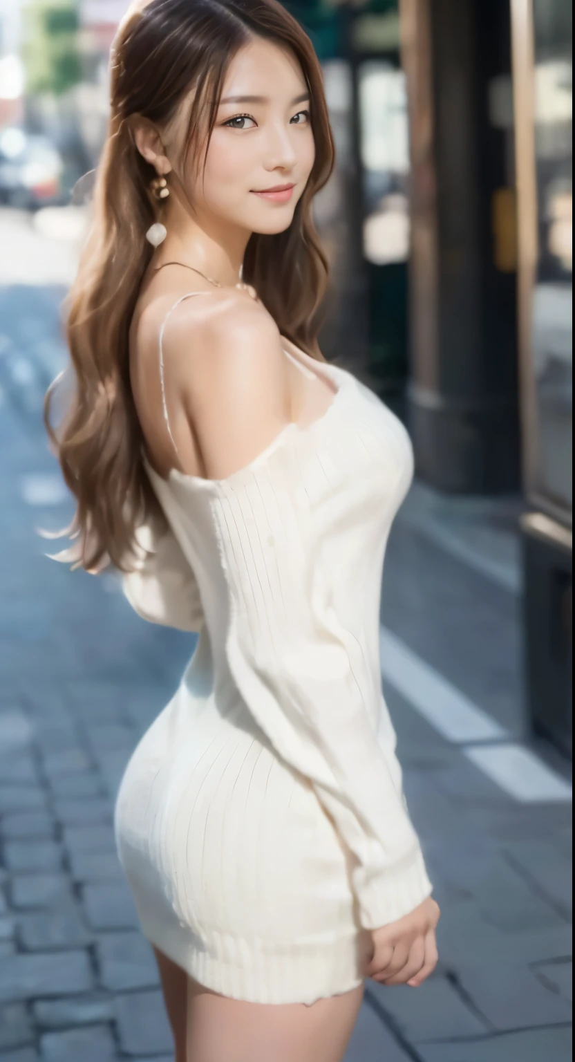 ((top-quality、8K、masterpiece:1.3))、Focus:1.2、Perfect Body Beauty:1.4、s ass:1.2、((Delicate hair))、(sweater dress:1.1)、(sportscar、Street:1.2)、Highly detailed facial and skin texture、A detailed eye、二重まぶた、Whiten skin、Colossal tits:1.2、A smile:1.2、a necklace、Wearing a ring、s assを上げて車に座っている人々、(fair white skin:1.2)
