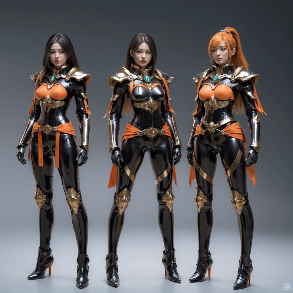 3 s(((corpo inteiro))), standingn, muita roupa, from head to toes, thigh-high gladiator sandals, (((um personagem))), feminino, (((pele escura))), Cabelo preto com Rabo de cavalo, Olhos Azuis-Claros, Round glasses with slightly dark lenses, sendo esta lente laranja, e moldura Azul Claro, ((Black metallic gauntlets and greaves with orange and silver details)), (((As Roupas tem uma Mistura de Moderno e Tribal))), tendo em sua Maioria a Cor Preta, mas tendo Partes em Laranja, Shoulders on Display, Sem quadrilha, a short that extends to mid-thigh in black.
(3 mechanical girl)、qualidade superior、obra prima、超A high resolution、3 meninaos dourados、pele brilhante、(((3 mechanical girl)))、Com uma bela cara、(Corpo de metal prateado)、(LED pequeno)、((detalhes super realistas))、portlate、globaliluminação | |、sombra、octan render、8k、ultrasharp、Raw skin is exposed in cleavage、metal、Detalhes de ornamentos complexos、Japan Details、detalhes altamente intrincados、Luz realista、CGSoation Trends、Olhos vermelhos、radiant looking at the camera、Neon details、(mechanical limbs)、mechanical vertebrae attached to the back、mechanical cervical attaching to neck、()、Gundam、LED pequeno、,Mechanical thighs、Toostock、