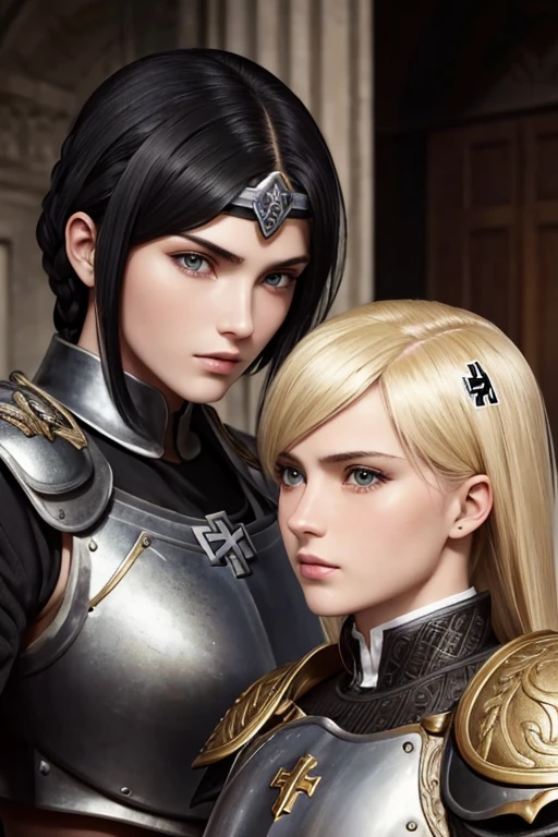 german womens, catholics, nazi , black hair,blondes, perfect face, detailed face, warriors roman, using armor, soft lesbians
