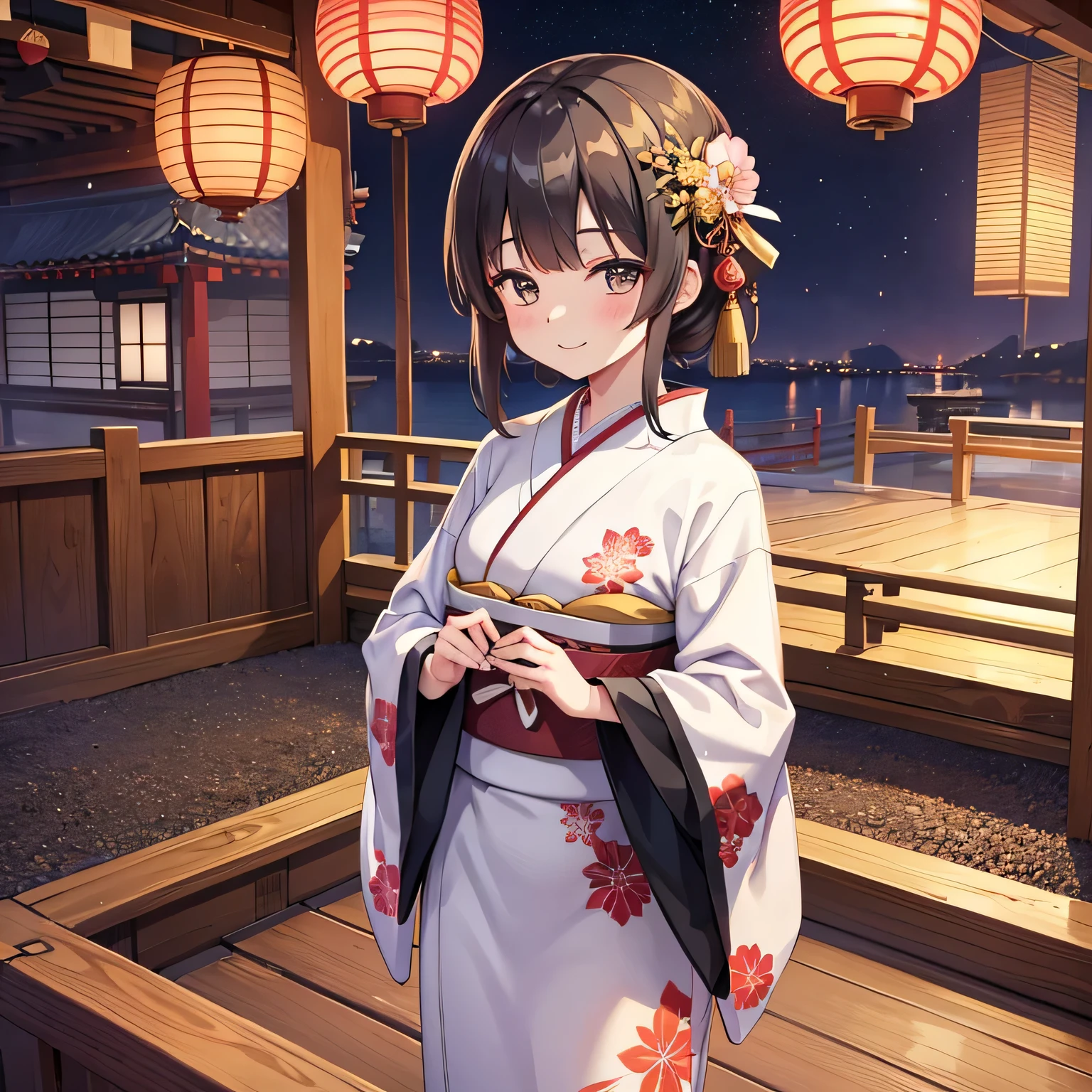 Traditional shrines in Japan。An adult woman with brown short hair and lob hair wearing a shrine maiden's outfit、She has a cute wand with a heart on it。R18 illustrations、Erotic manga、Erotic Illustrations、2D illustration、Japanese anime、Drawn by a Japanese illustrator、high resolution、4K quality、high quality、High resolution、5 megapixels、Attention to detail、
