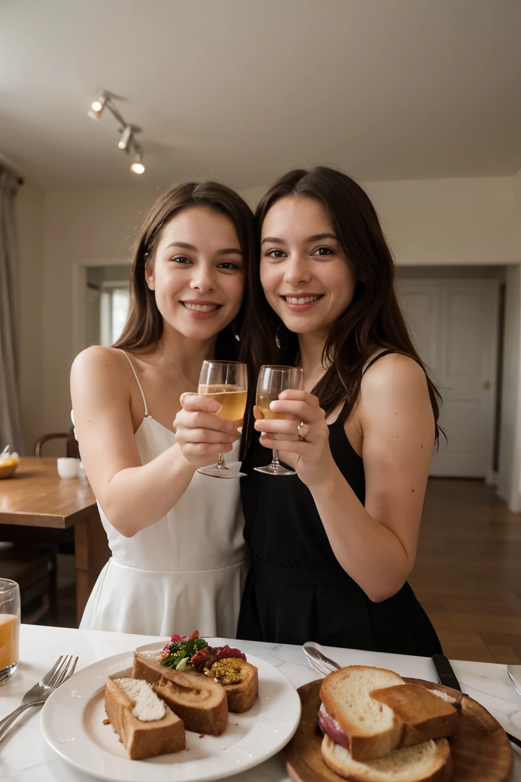 MAKE A COUPLE TOAST CELEBRATING 2024 WITH THE INITIALS A, E M.
