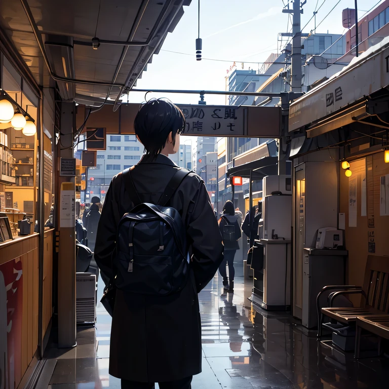 Morning in the city、Station Square、The light is dazzling、No person