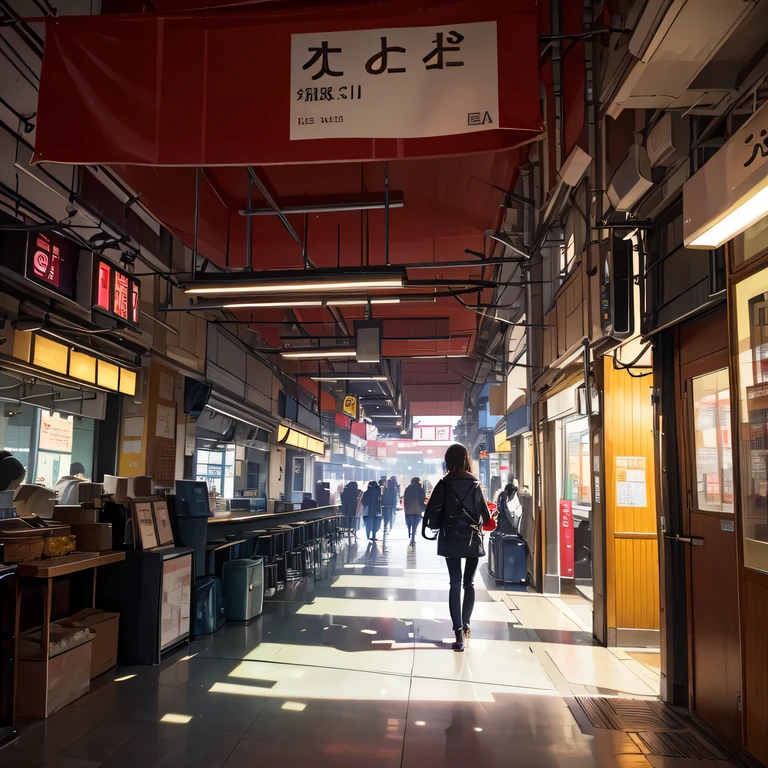 Morning in the city、Station Square、The light is dazzling、No person
