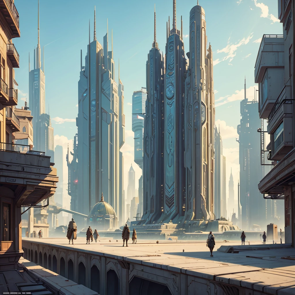 (Masterpiece, high quality, Best quality, Official Art, Beauty and Aesthetics:1.2) futuristic city with vintage details