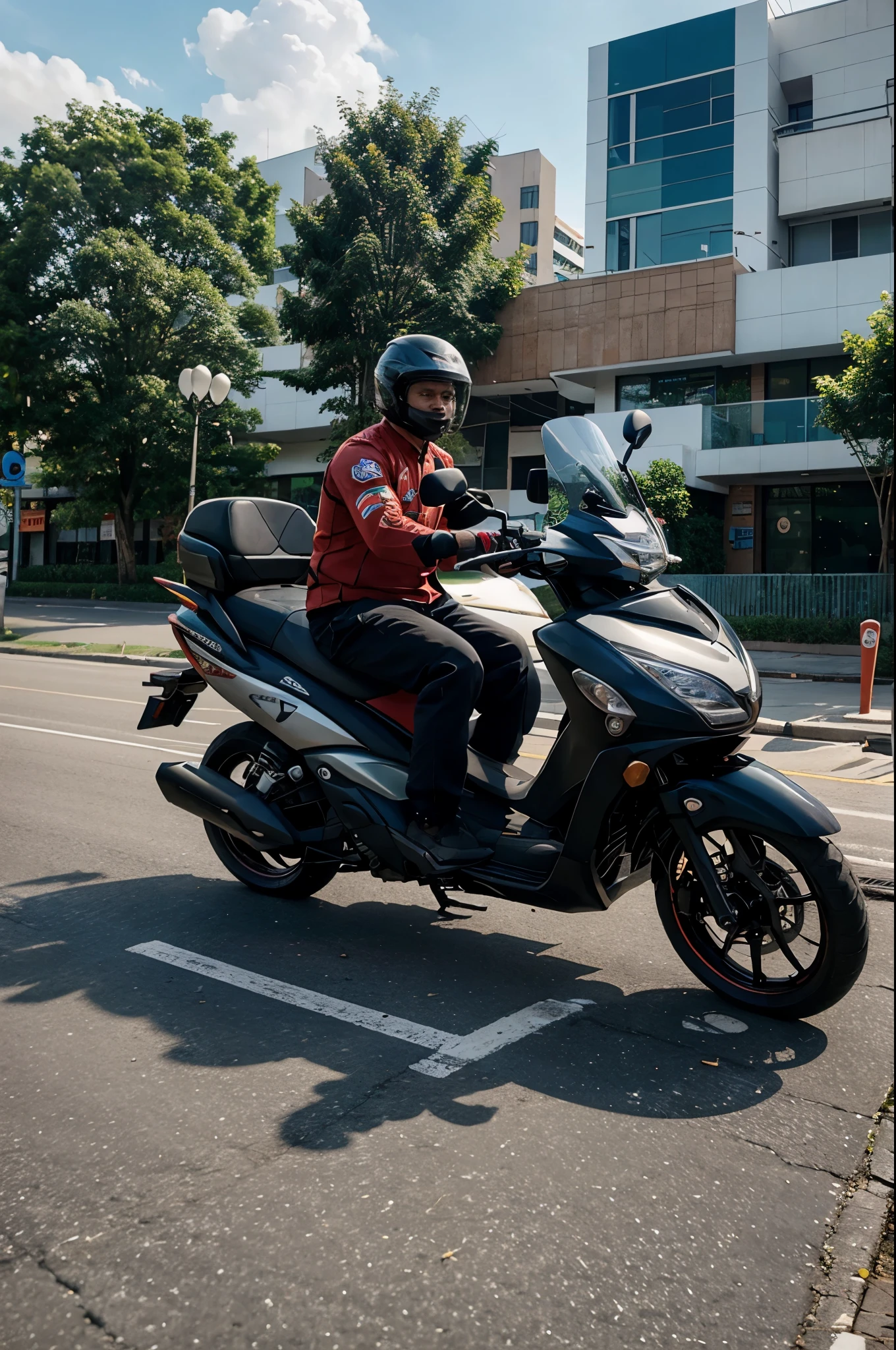 Malay man drive honda vario flying over jammed