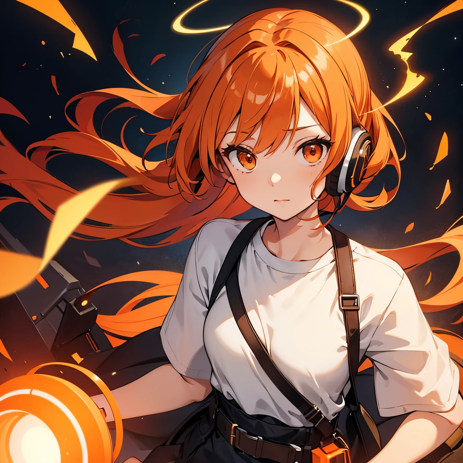 Anime girl with headphones and a gun in her hand - SeaArt AI, image size:1536x1536