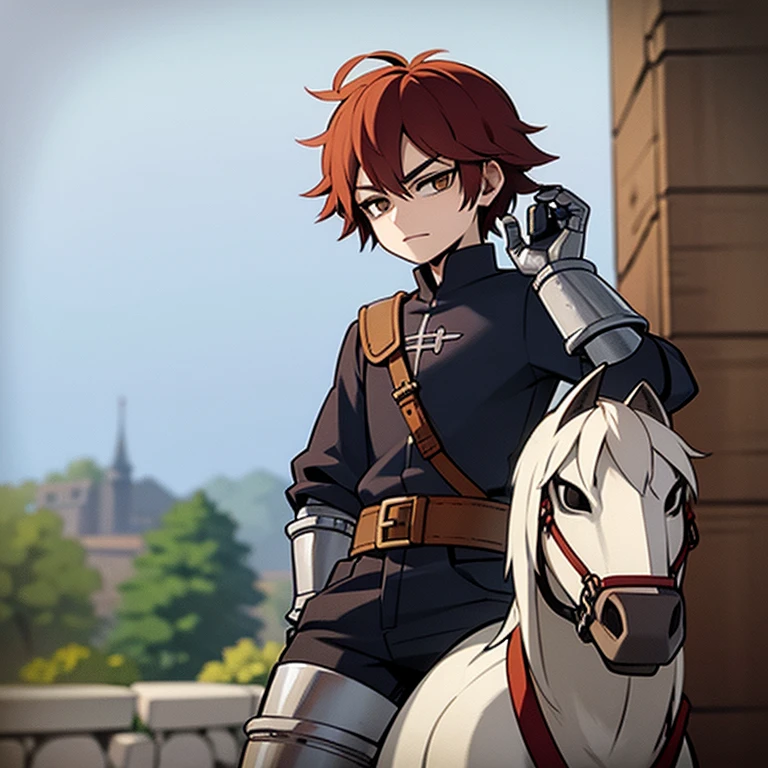 Imagen anime de un chico que viste una armadura medieval de caballero